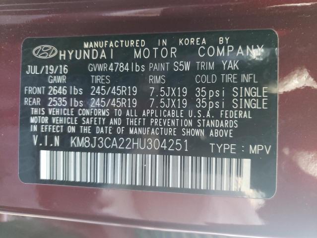 Photo 12 VIN: KM8J3CA22HU304251 - HYUNDAI TUCSON LIM 