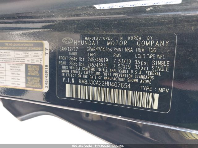 Photo 8 VIN: KM8J3CA22HU407654 - HYUNDAI TUCSON 