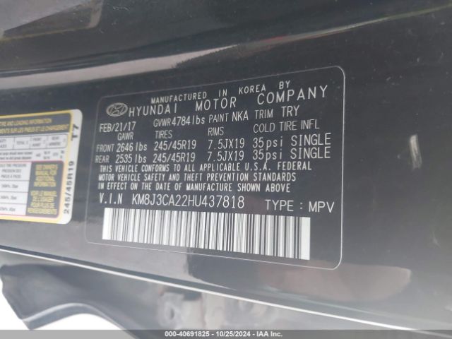 Photo 8 VIN: KM8J3CA22HU437818 - HYUNDAI TUCSON 