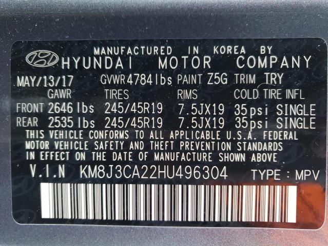 Photo 13 VIN: KM8J3CA22HU496304 - HYUNDAI TUCSON 