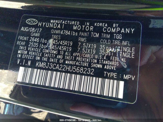 Photo 8 VIN: KM8J3CA22HU568232 - HYUNDAI TUCSON 