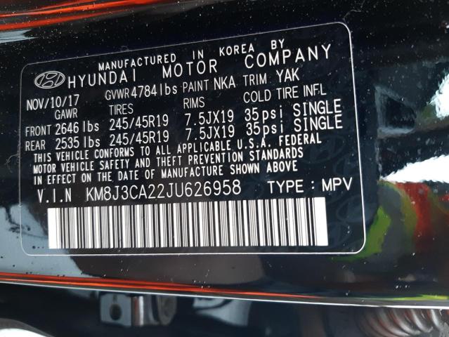 Photo 9 VIN: KM8J3CA22JU626958 - HYUNDAI TUCSON VAL 