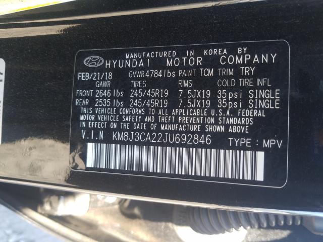 Photo 9 VIN: KM8J3CA22JU692846 - HYUNDAI TUCSON 