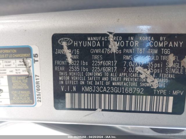 Photo 8 VIN: KM8J3CA23GU168792 - HYUNDAI TUCSON 