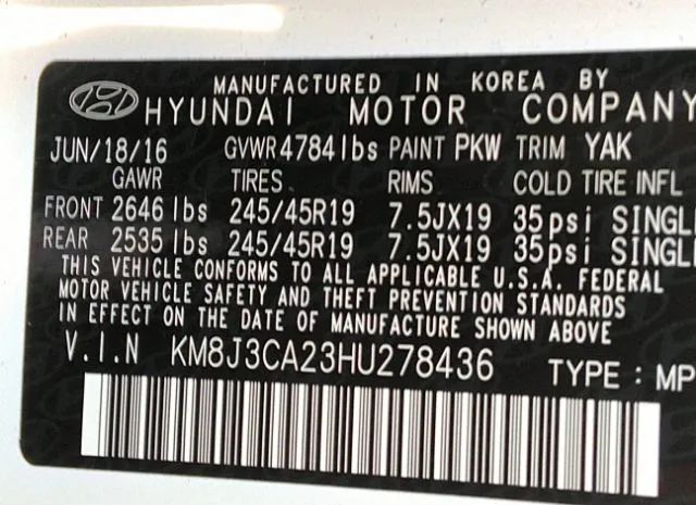 Photo 8 VIN: KM8J3CA23HU278436 - HYUNDAI TUCSON 