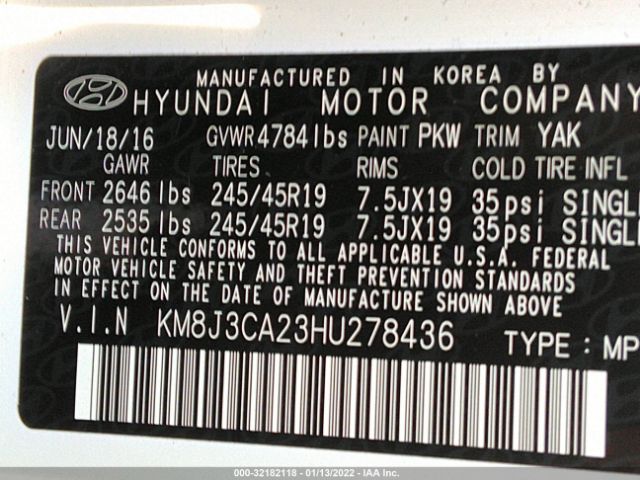 Photo 8 VIN: KM8J3CA23HU278436 - HYUNDAI TUCSON 