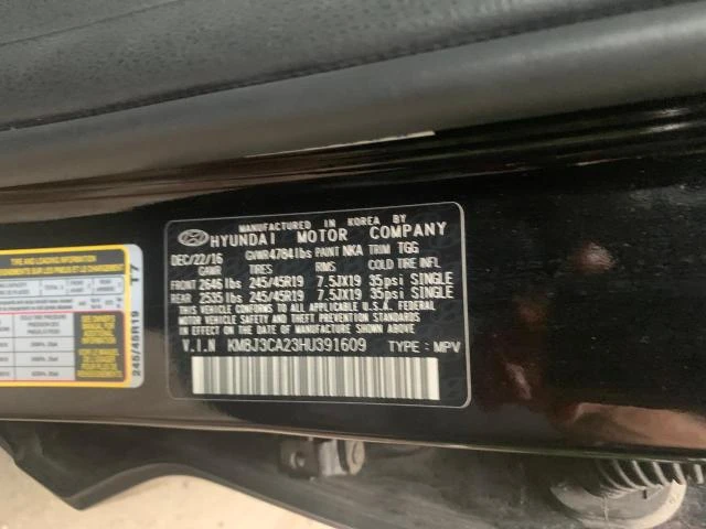 Photo 10 VIN: KM8J3CA23HU391609 - HYUNDAI TUCSON LIM 