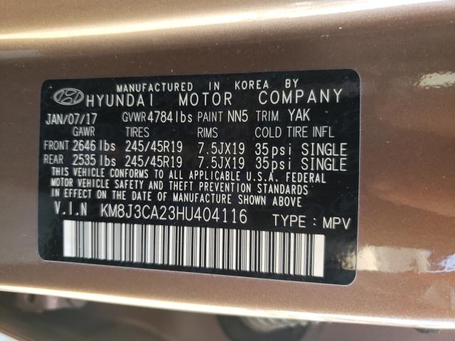 Photo 9 VIN: KM8J3CA23HU404116 - HYUNDAI TUCSON LIM 