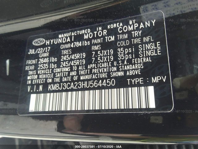 Photo 8 VIN: KM8J3CA23HU564450 - HYUNDAI TUCSON 