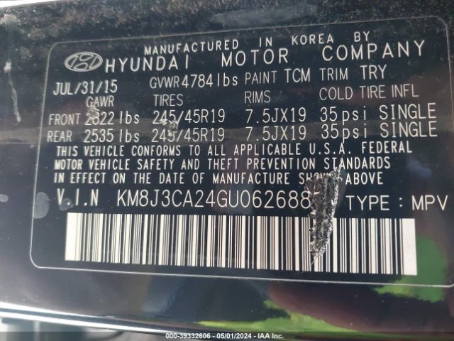 Photo 8 VIN: KM8J3CA24GU062688 - HYUNDAI TUCSON 