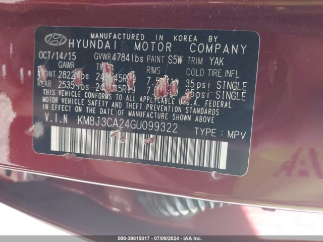 Photo 8 VIN: KM8J3CA24GU099322 - HYUNDAI TUCSON 