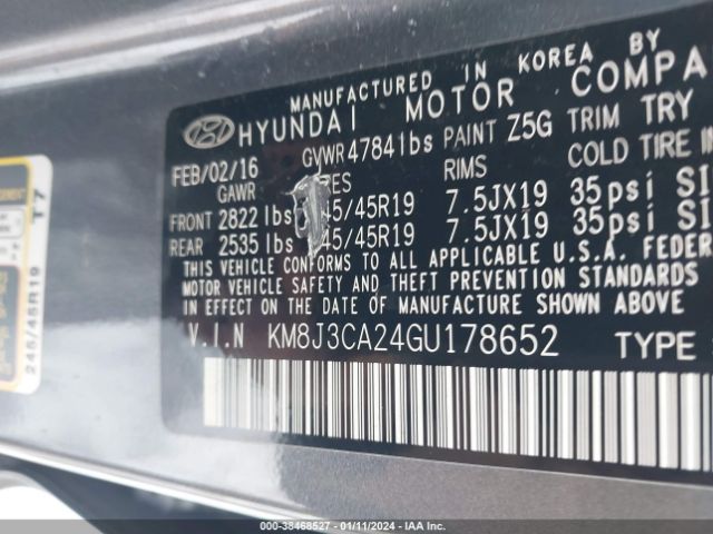 Photo 8 VIN: KM8J3CA24GU178652 - HYUNDAI TUCSON 