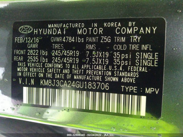 Photo 8 VIN: KM8J3CA24GU183706 - HYUNDAI TUCSON 