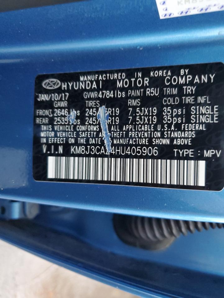 Photo 12 VIN: KM8J3CA24HU405906 - HYUNDAI TUCSON 