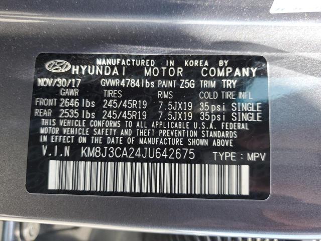 Photo 11 VIN: KM8J3CA24JU642675 - HYUNDAI TUCSON VAL 