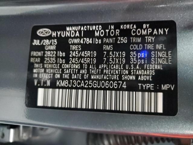 Photo 9 VIN: KM8J3CA25GU060674 - HYUNDAI TUCSON LIM 