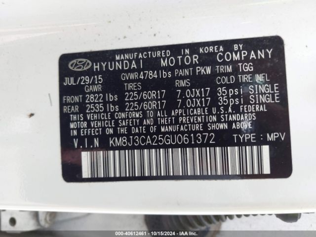 Photo 8 VIN: KM8J3CA25GU061372 - HYUNDAI TUCSON 