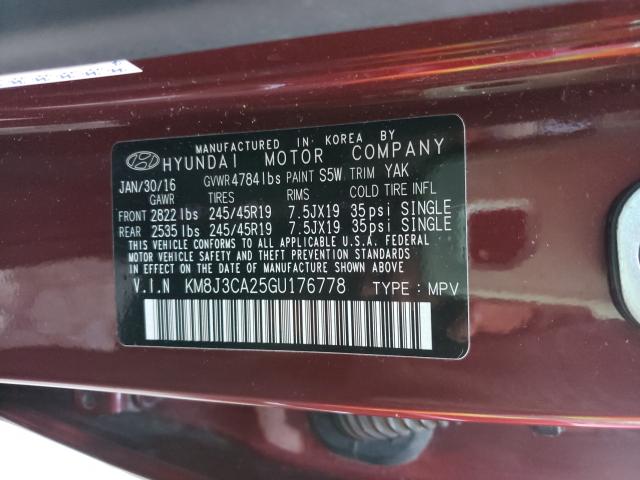 Photo 9 VIN: KM8J3CA25GU176778 - HYUNDAI TUCSON LIM 