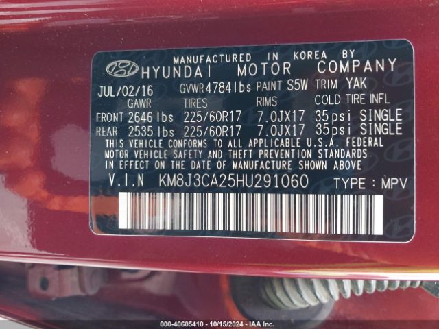 Photo 8 VIN: KM8J3CA25HU291060 - HYUNDAI TUCSON 