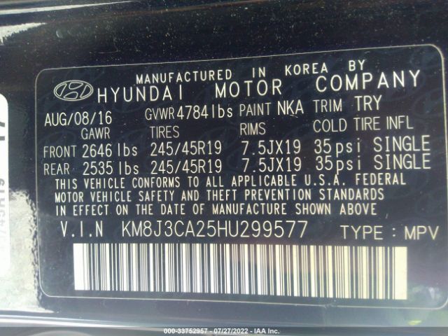 Photo 8 VIN: KM8J3CA25HU299577 - HYUNDAI TUCSON 