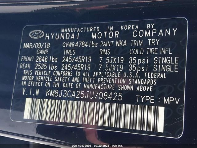 Photo 8 VIN: KM8J3CA25JU708425 - HYUNDAI TUCSON 