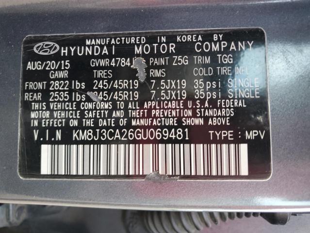 Photo 12 VIN: KM8J3CA26GU069481 - HYUNDAI TUCSON LIM 