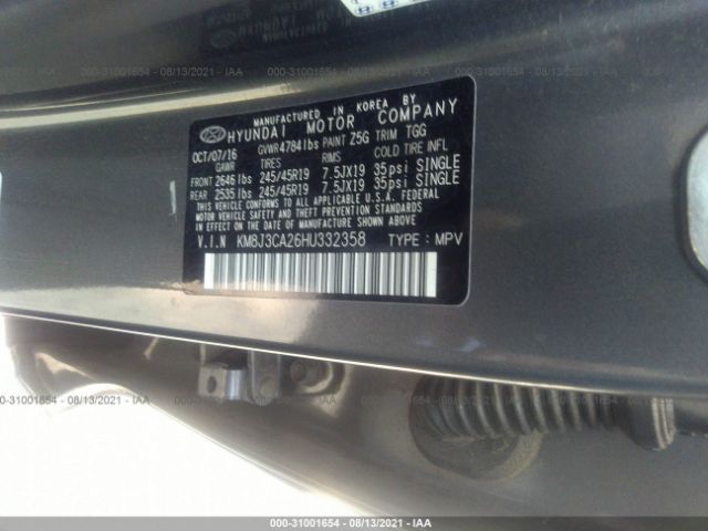 Photo 8 VIN: KM8J3CA26HU332358 - HYUNDAI TUCSON 