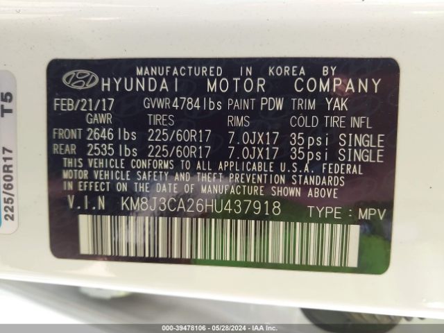 Photo 8 VIN: KM8J3CA26HU437918 - HYUNDAI TUCSON 