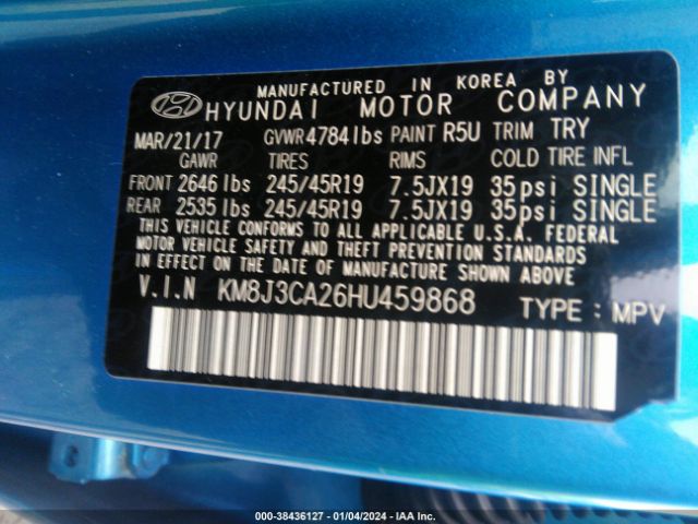 Photo 8 VIN: KM8J3CA26HU459868 - HYUNDAI TUCSON 