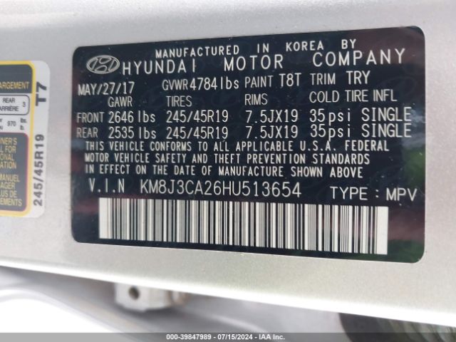 Photo 8 VIN: KM8J3CA26HU513654 - HYUNDAI TUCSON 