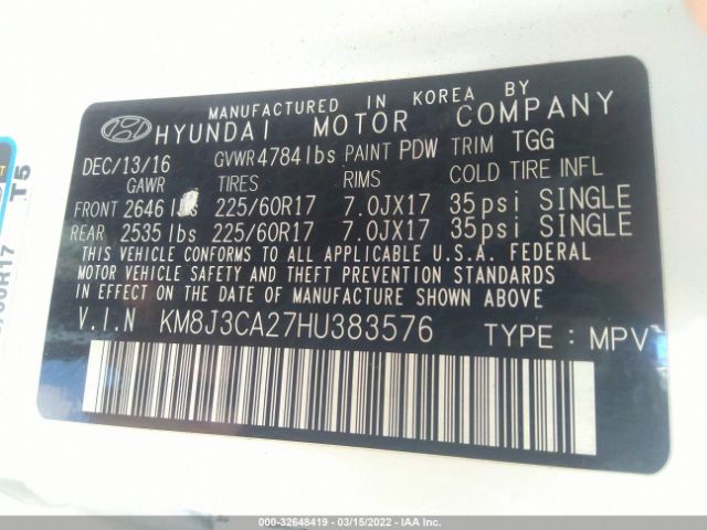 Photo 8 VIN: KM8J3CA27HU383576 - HYUNDAI TUCSON 