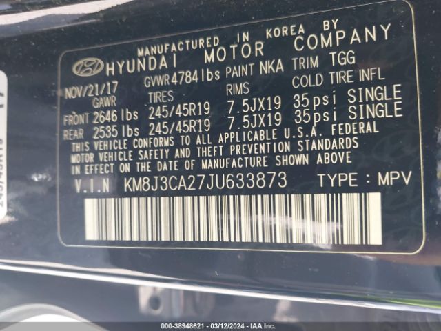 Photo 8 VIN: KM8J3CA27JU633873 - HYUNDAI TUCSON 