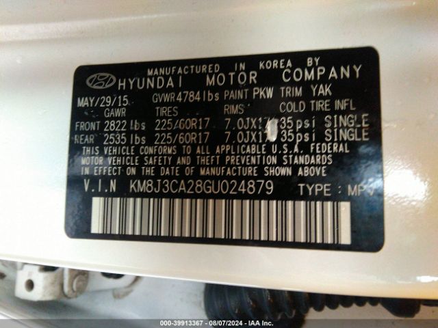 Photo 8 VIN: KM8J3CA28GU024879 - HYUNDAI TUCSON 