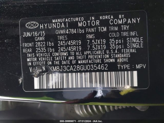 Photo 8 VIN: KM8J3CA28GU035462 - HYUNDAI TUCSON 