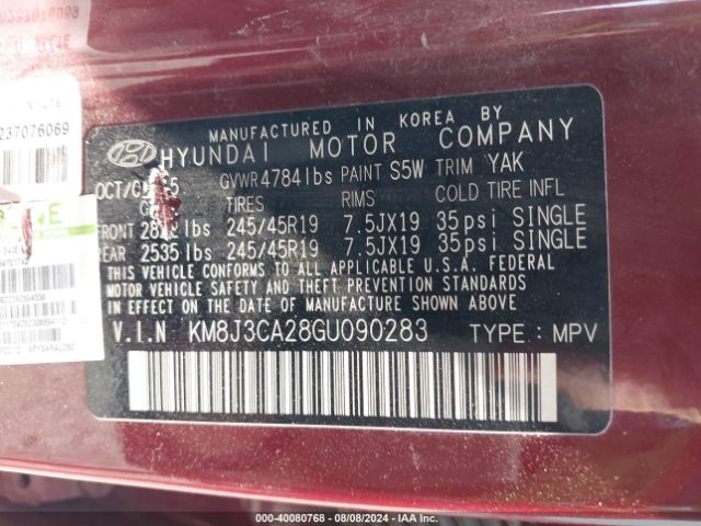 Photo 8 VIN: KM8J3CA28GU090283 - HYUNDAI TUCSON 