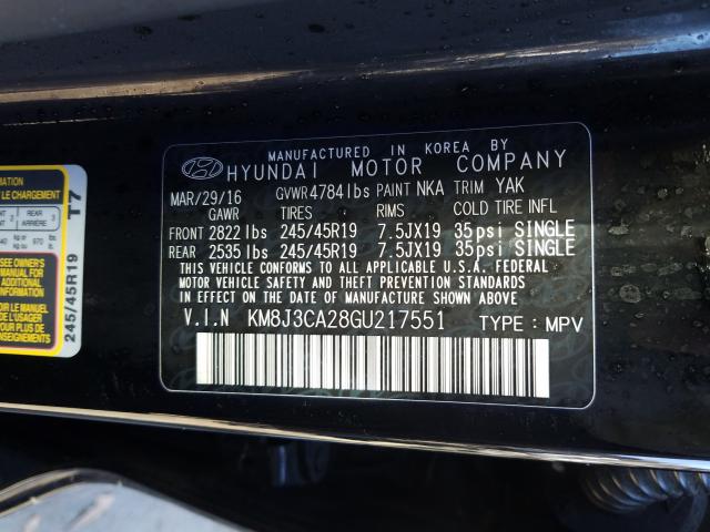 Photo 9 VIN: KM8J3CA28GU217551 - HYUNDAI TUCSON LIM 