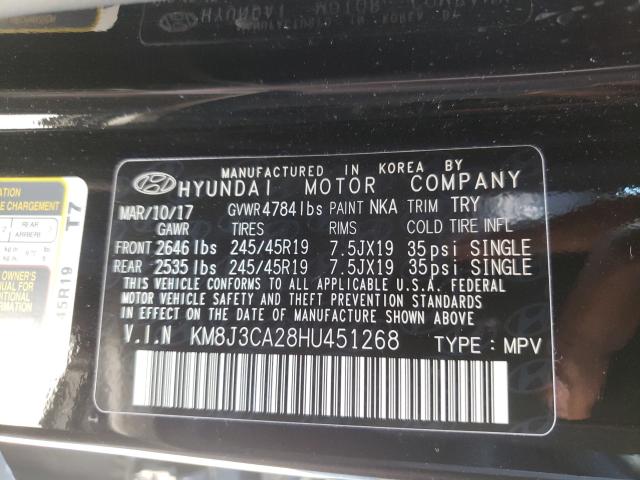 Photo 9 VIN: KM8J3CA28HU451268 - HYUNDAI TUCSON LIM 