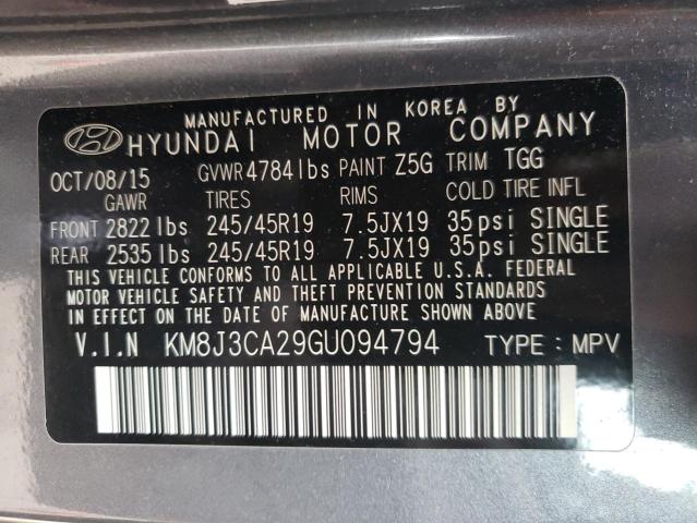 Photo 9 VIN: KM8J3CA29GU094794 - HYUNDAI TUCSON LIM 