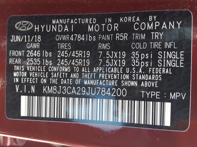 Photo 9 VIN: KM8J3CA29JU784200 - HYUNDAI TUCSON VAL 