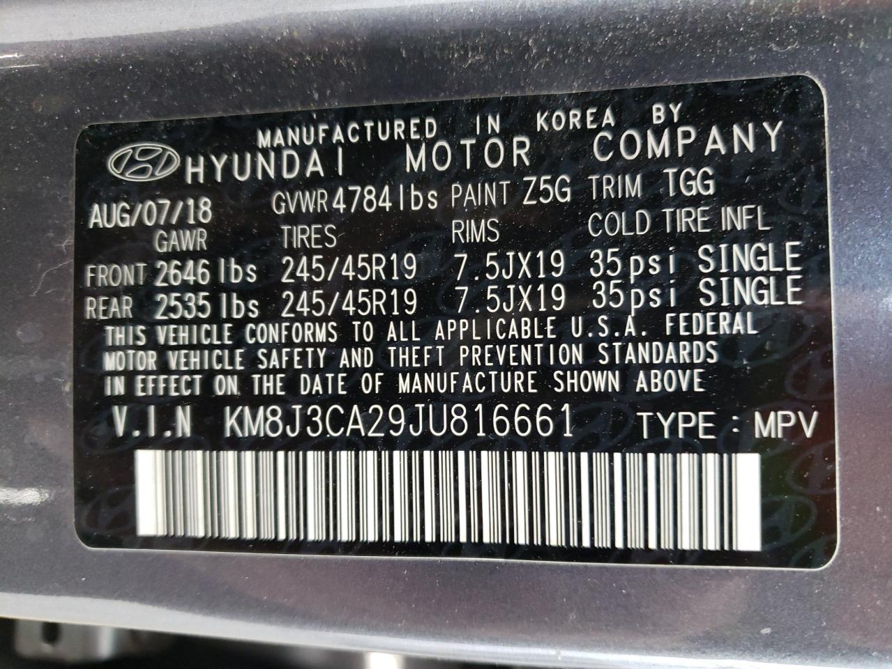 Photo 11 VIN: KM8J3CA29JU816661 - HYUNDAI TUCSON 