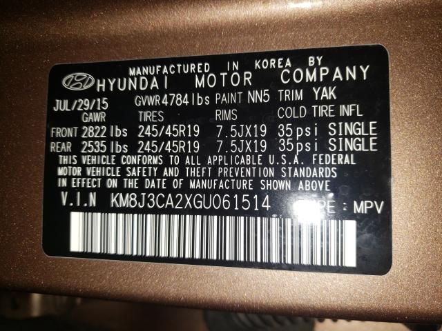 Photo 9 VIN: KM8J3CA2XGU061514 - HYUNDAI TUCSON LIM 