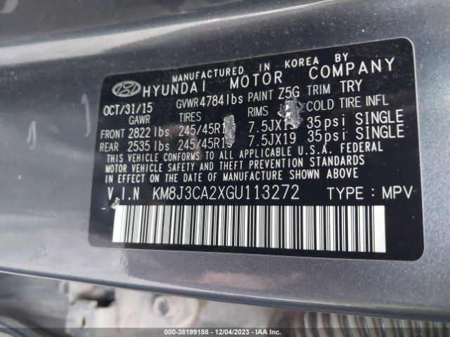 Photo 8 VIN: KM8J3CA2XGU113272 - HYUNDAI TUCSON 