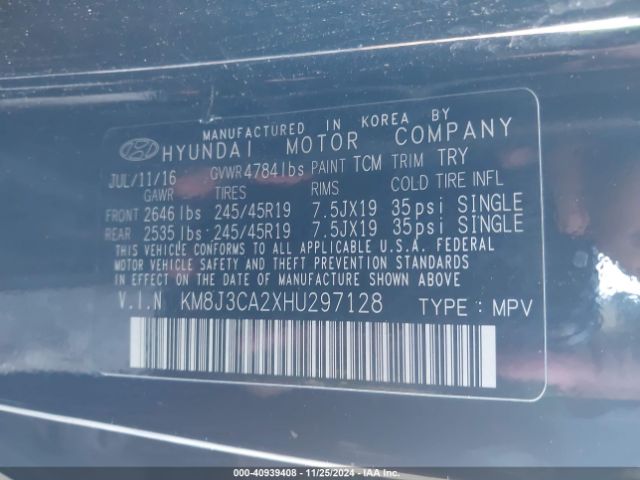 Photo 8 VIN: KM8J3CA2XHU297128 - HYUNDAI TUCSON 