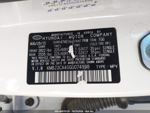 Photo 8 VIN: KM8J3CA40GU074998 - HYUNDAI TUCSON 