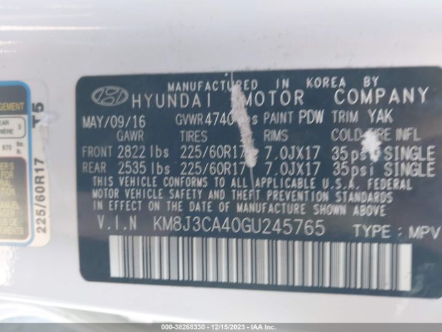 Photo 8 VIN: KM8J3CA40GU245765 - HYUNDAI TUCSON 