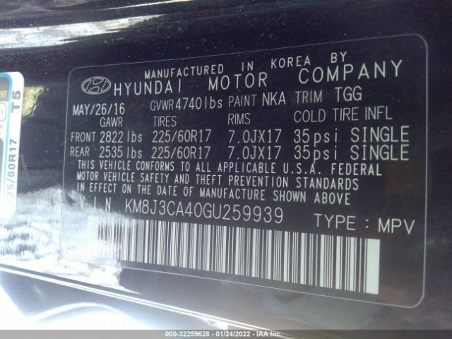 Photo 8 VIN: KM8J3CA40GU259939 - HYUNDAI TUCSON 