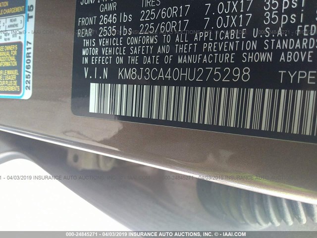 Photo 8 VIN: KM8J3CA40HU275298 - HYUNDAI TUCSON 