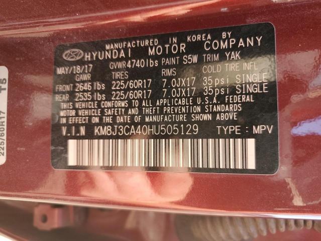 Photo 9 VIN: KM8J3CA40HU505129 - HYUNDAI TUCSON LIM 