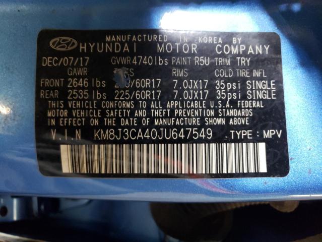 Photo 9 VIN: KM8J3CA40JU647549 - HYUNDAI TUCSON SEL 