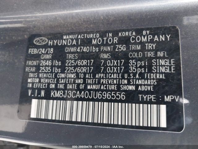 Photo 8 VIN: KM8J3CA40JU696556 - HYUNDAI TUCSON 